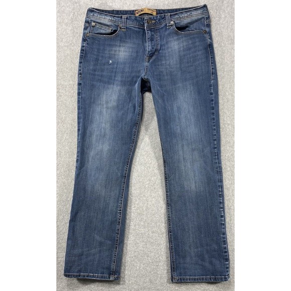 Seven7 Denim - Seven7 Jeans Womens 34x28 Blue Denim Straight Fit Faded Whiskered Distressed‎